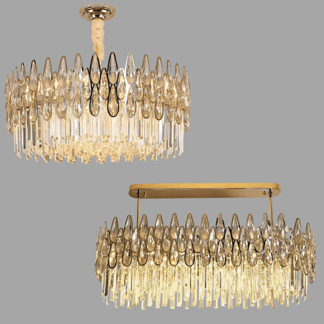 Modern Round/Rectangular Raindrop Crystal Chandelier for Low-ceiling-Nobipets