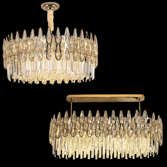 Modern Round/Rectangular Raindrop Crystal Chandelier for Low-ceiling-Nobipets