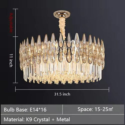Modern Round/Rectangular Raindrop Crystal Chandelier for Low-ceiling-Nobipets