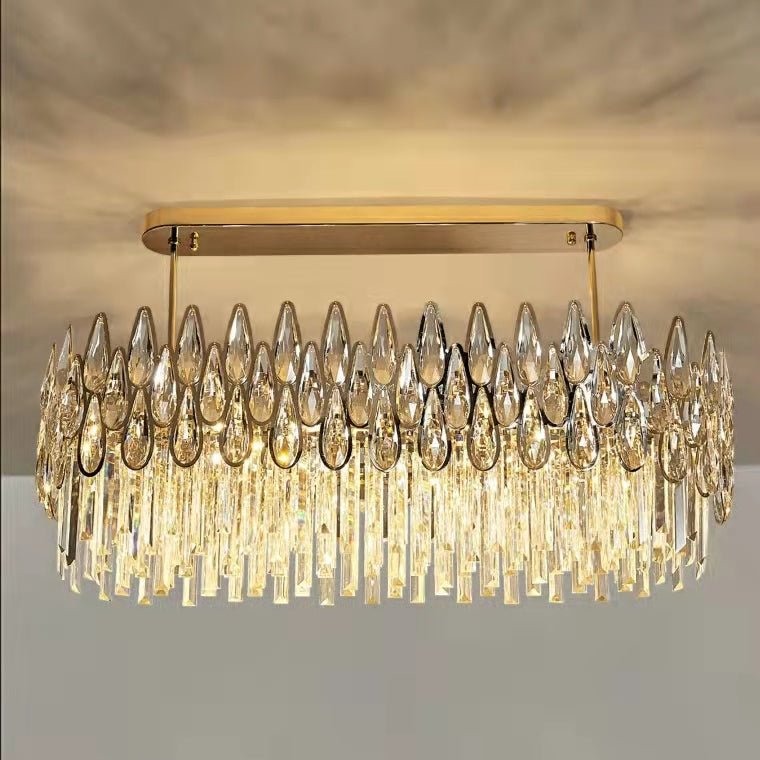 Modern Round/Rectangular Raindrop Crystal Chandelier for Low-ceiling-Nobipets