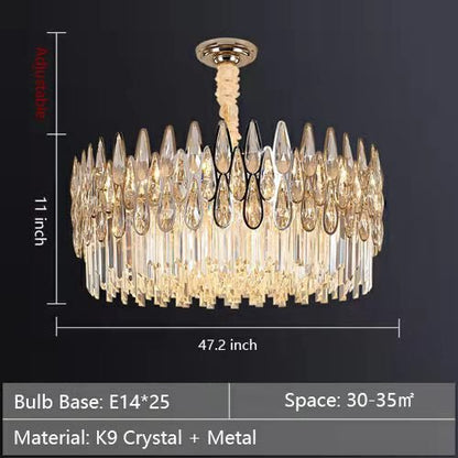 Modern Round/Rectangular Raindrop Crystal Chandelier for Low-ceiling-Nobipets