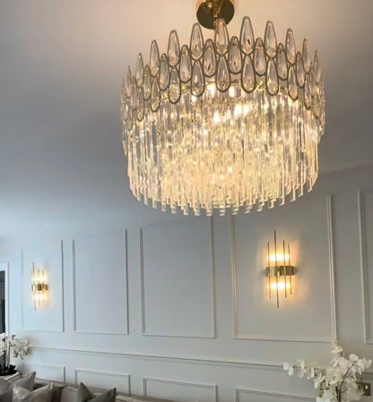 Modern Round/Rectangular Raindrop Crystal Chandelier for Low-ceiling-Nobipets