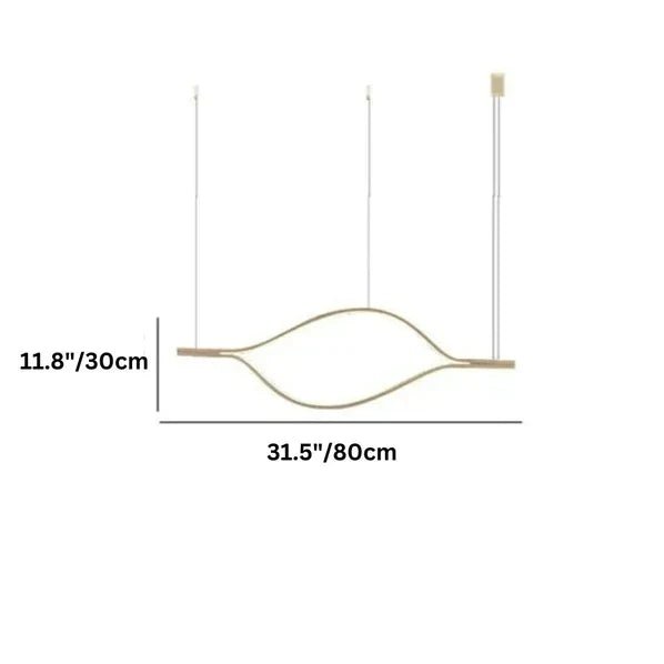 Modern Simple Brass Waving Chandelier for Living/Dining Room/Kitchen Island-Nobipets