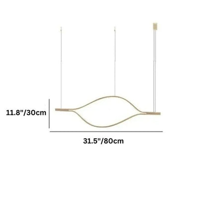 Modern Simple Brass Waving Chandelier for Living/Dining Room/Kitchen Island-Nobipets