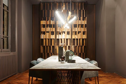 Modern Simple Brass Waving Chandelier for Living/Dining Room/Kitchen Island-Nobipets