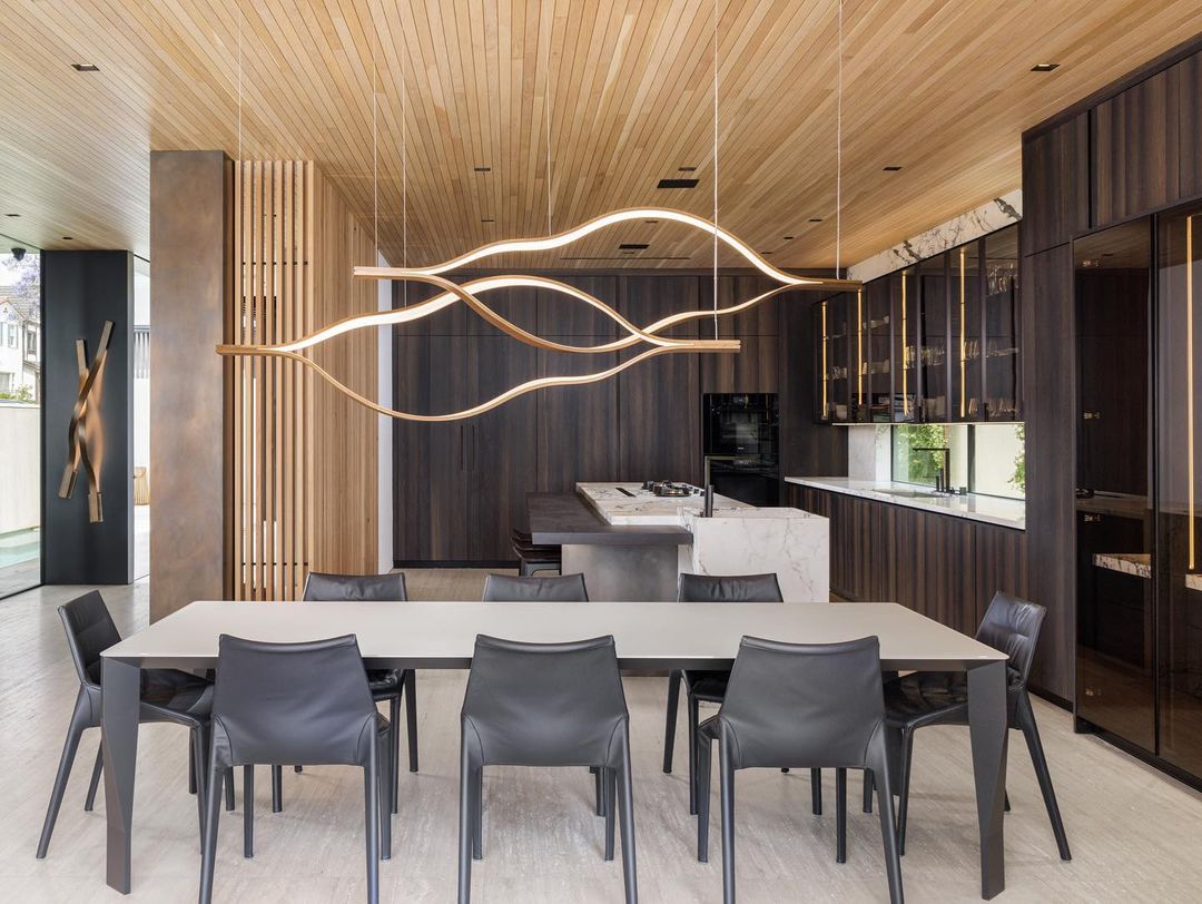 Modern Simple Brass Waving Chandelier for Living/Dining Room/Kitchen Island-Nobipets