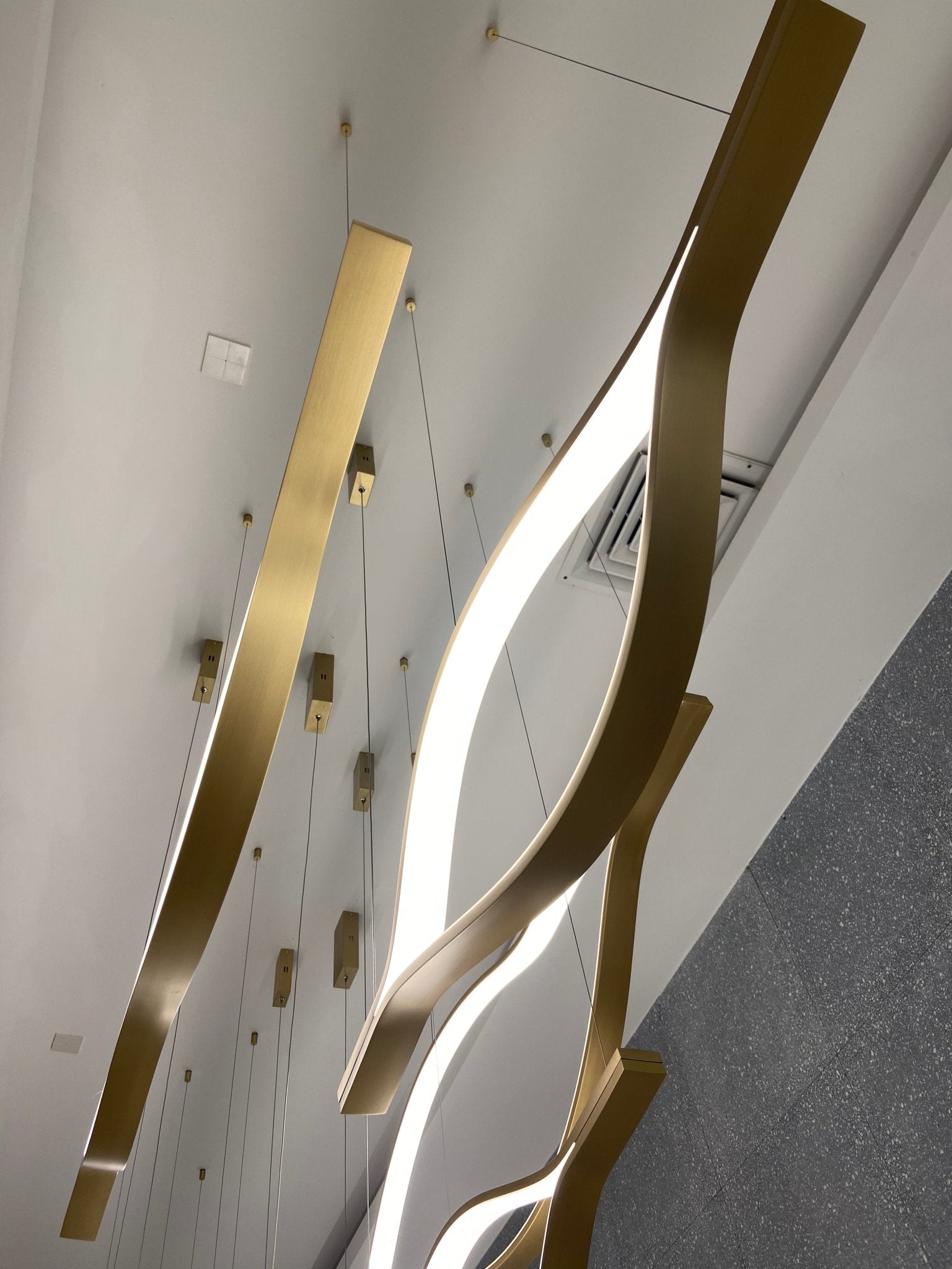 Modern Simple Brass Waving Chandelier for Living/Dining Room/Kitchen Island-Nobipets