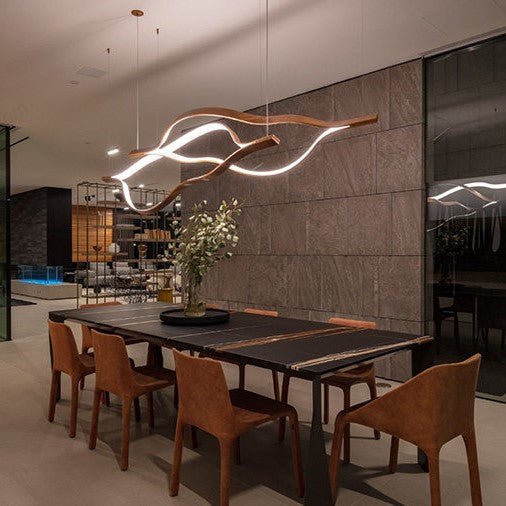 Modern Simple Brass Waving Chandelier for Living/Dining Room/Kitchen Island-Nobipets