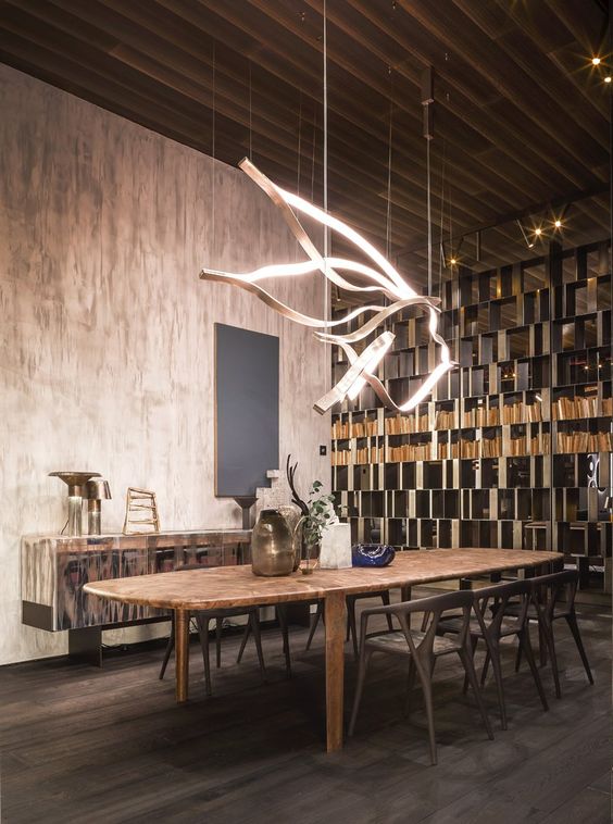 Modern Simple Brass Waving Chandelier for Living/Dining Room/Kitchen Island-Nobipets
