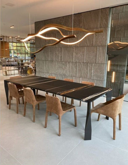 Modern Simple Brass Waving Chandelier for Living/Dining Room/Kitchen Island-Nobipets