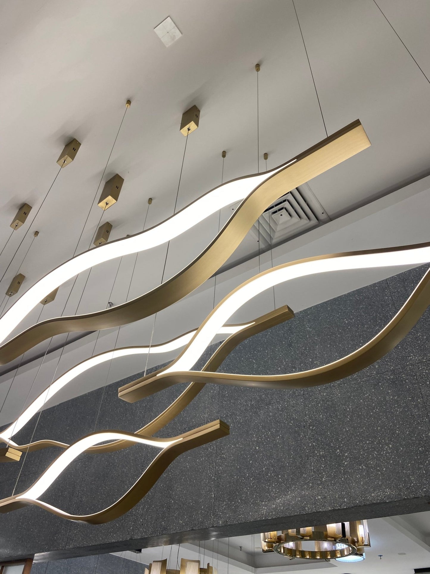 Modern Simple Brass Waving Chandelier for Living/Dining Room/Kitchen Island-Nobipets