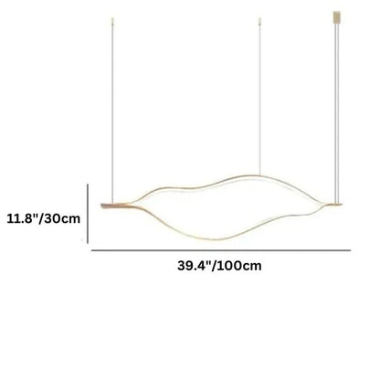 Modern Simple Brass Waving Chandelier for Living/Dining Room/Kitchen Island-Nobipets