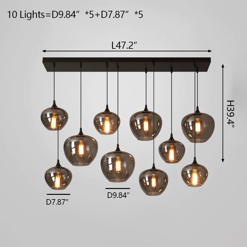 Modern Smoke Gray Glass Lamp Designer Chandelier for Cafe/Kitchen Island/Dining Room Style B-Nobipets