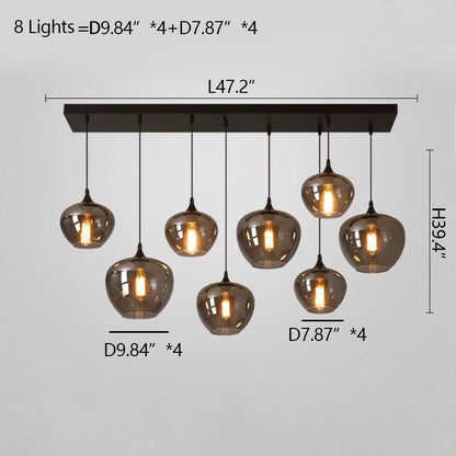 Modern Smoke Gray Glass Lamp Designer Chandelier for Cafe/Kitchen Island/Dining Room Style B-Nobipets