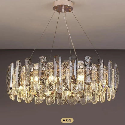 Modern Smoky Gray Crystal Chandelier Gleamy Light Fixture for Living/Dining Room/ Bedroom/ Home Office-Nobipets