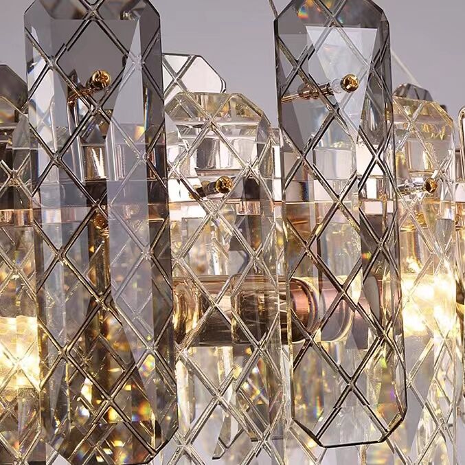 Modern Smoky Gray Crystal Chandelier Gleamy Light Fixture for Living/Dining Room/ Bedroom/ Home Office-Nobipets
