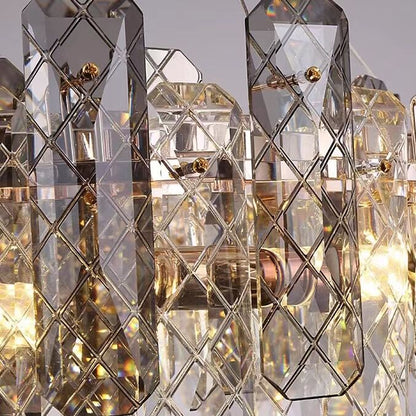 Modern Smoky Gray Crystal Chandelier Gleamy Light Fixture for Living/Dining Room/ Bedroom/ Home Office-Nobipets