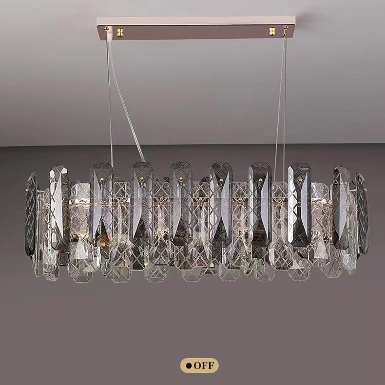 Modern Smoky Gray Crystal Chandelier Gleamy Light Fixture for Living/Dining Room/ Bedroom/ Home Office-Nobipets