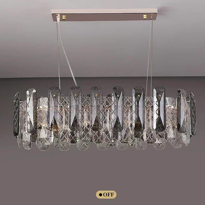 Modern Smoky Gray Crystal Chandelier Gleamy Light Fixture for Living/Dining Room/ Bedroom/ Home Office-Nobipets