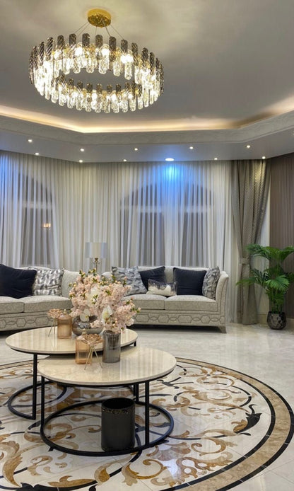 Modern Smoky Gray Crystal Chandelier Gleamy Light Fixture for Living/Dining Room/ Bedroom/ Home Office-Nobipets