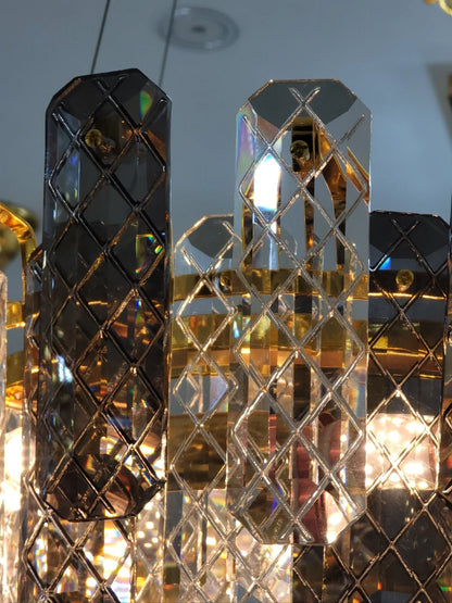 Modern Smoky Gray Crystal Chandelier Gleamy Light Fixture for Living/Dining Room/ Bedroom/ Home Office-Nobipets