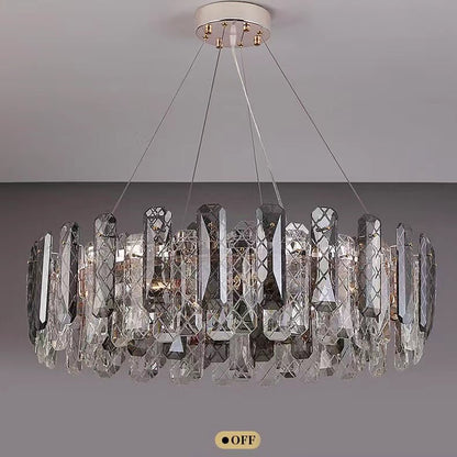 Modern Smoky Gray Crystal Chandelier Gleamy Light Fixture for Living/Dining Room/ Bedroom/ Home Office-Nobipets