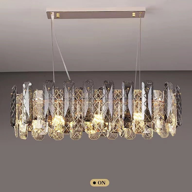 Modern Smoky Gray Crystal Chandelier Gleamy Light Fixture for Living/Dining Room/ Bedroom/ Home Office-Nobipets