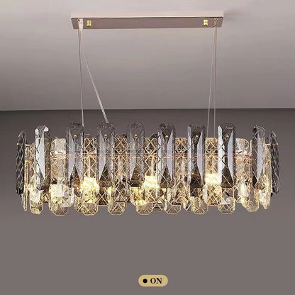 Modern Smoky Gray Crystal Chandelier Gleamy Light Fixture for Living/Dining Room/ Bedroom/ Home Office-Nobipets