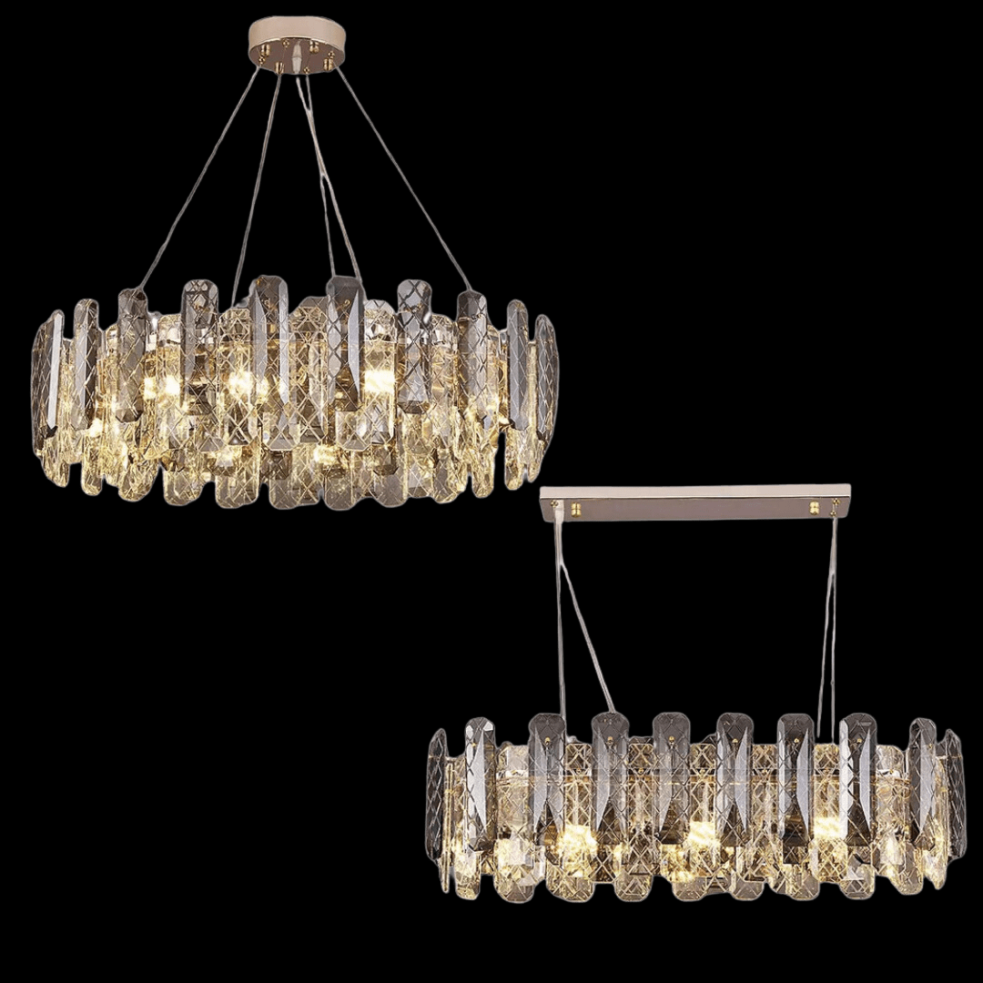 Modern Smoky Gray Crystal Chandelier Gleamy Light Fixture for Living/Dining Room/ Bedroom/ Home Office-Nobipets