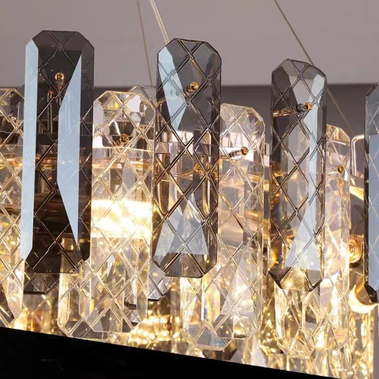 Modern Smoky Gray Crystal Chandelier Gleamy Light Fixture for Living/Dining Room/ Bedroom/ Home Office-Nobipets