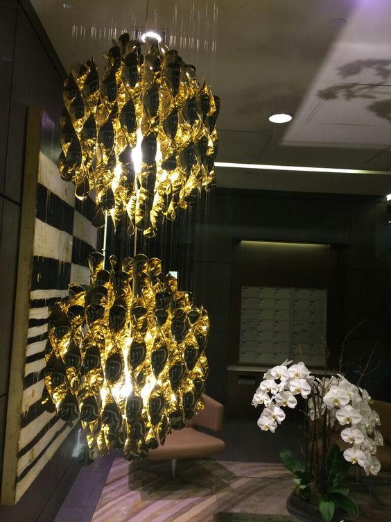 Modern Spiral Wave Chandelier in Silver/Gold-Nobipets