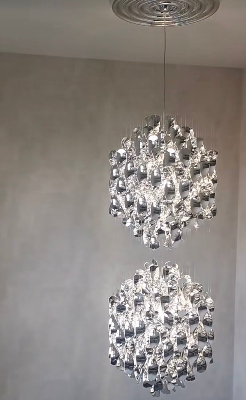 Modern Spiral Wave Chandelier in Silver/Gold-Nobipets