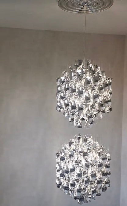 Modern Spiral Wave Chandelier in Silver/Gold-Nobipets