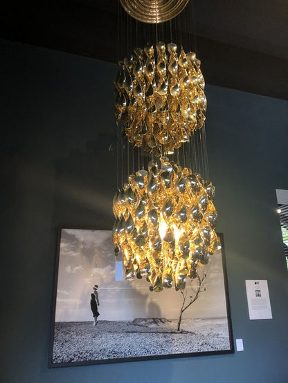Modern Spiral Wave Chandelier in Silver/Gold-Nobipets