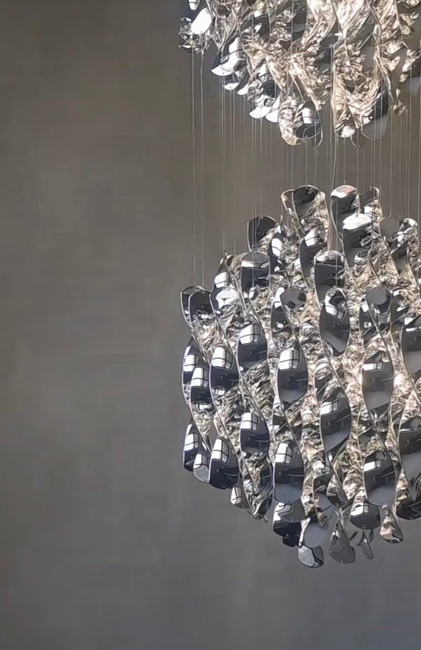 Modern Spiral Wave Chandelier in Silver/Gold-Nobipets
