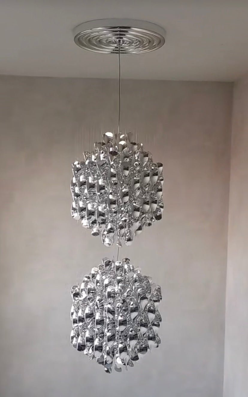 Modern Spiral Wave Chandelier in Silver/Gold-Nobipets