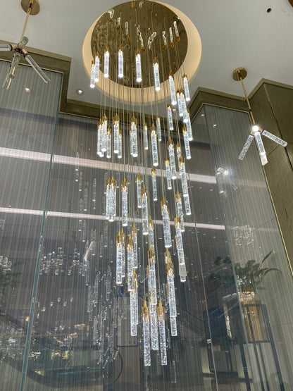 Modern Stair Light Foyer Staircase Hall Ceiling Lamps Spiral Stair Chandelier Crystal Droplight Luxury Hall Decoration Lights-Nobipets