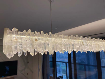 Modern Style Linear Natural Crystal Chandelier-Nobipets