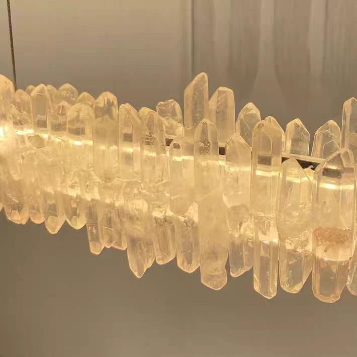 Modern Style Linear Natural Crystal Chandelier-Nobipets