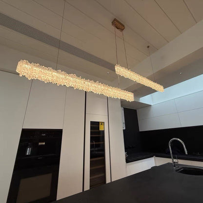 Modern Style Linear Natural Crystal Chandelier-Nobipets