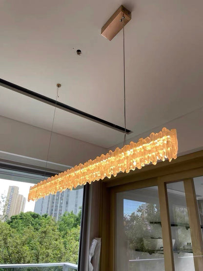 Modern Style Linear Natural Crystal Chandelier-Nobipets