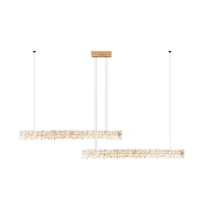 Modern Style Linear Natural Crystal Chandelier-Nobipets