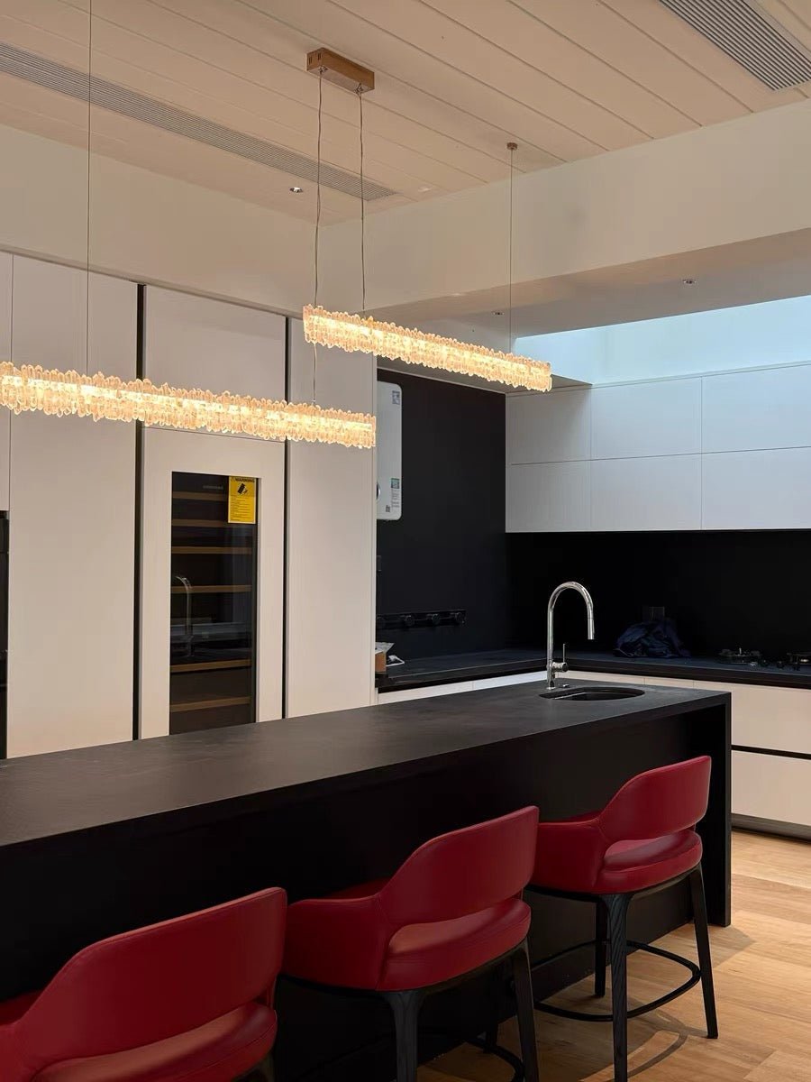 Modern Style Linear Natural Crystal Chandelier-Nobipets