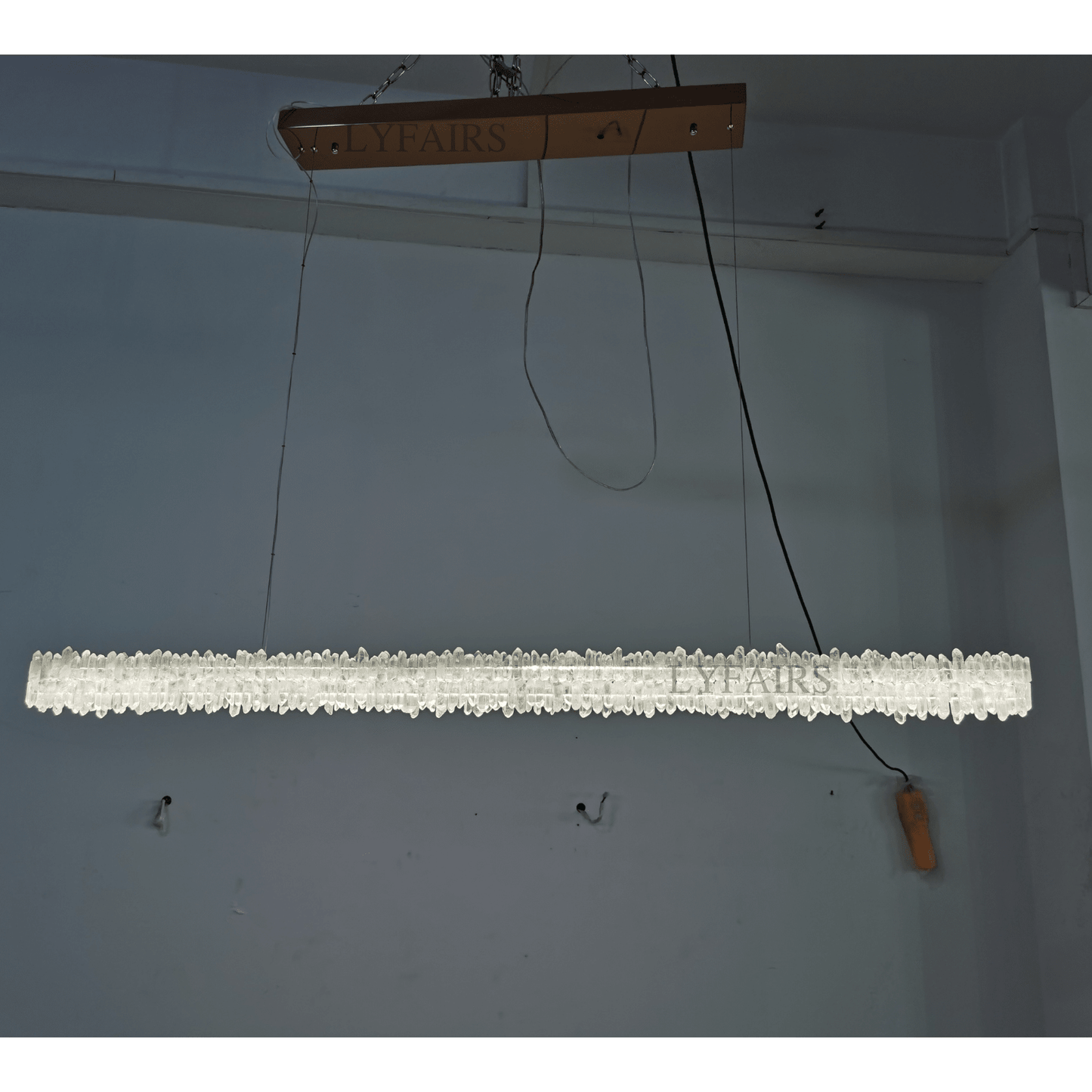 Modern Style Linear Natural Crystal Chandelier-Nobipets