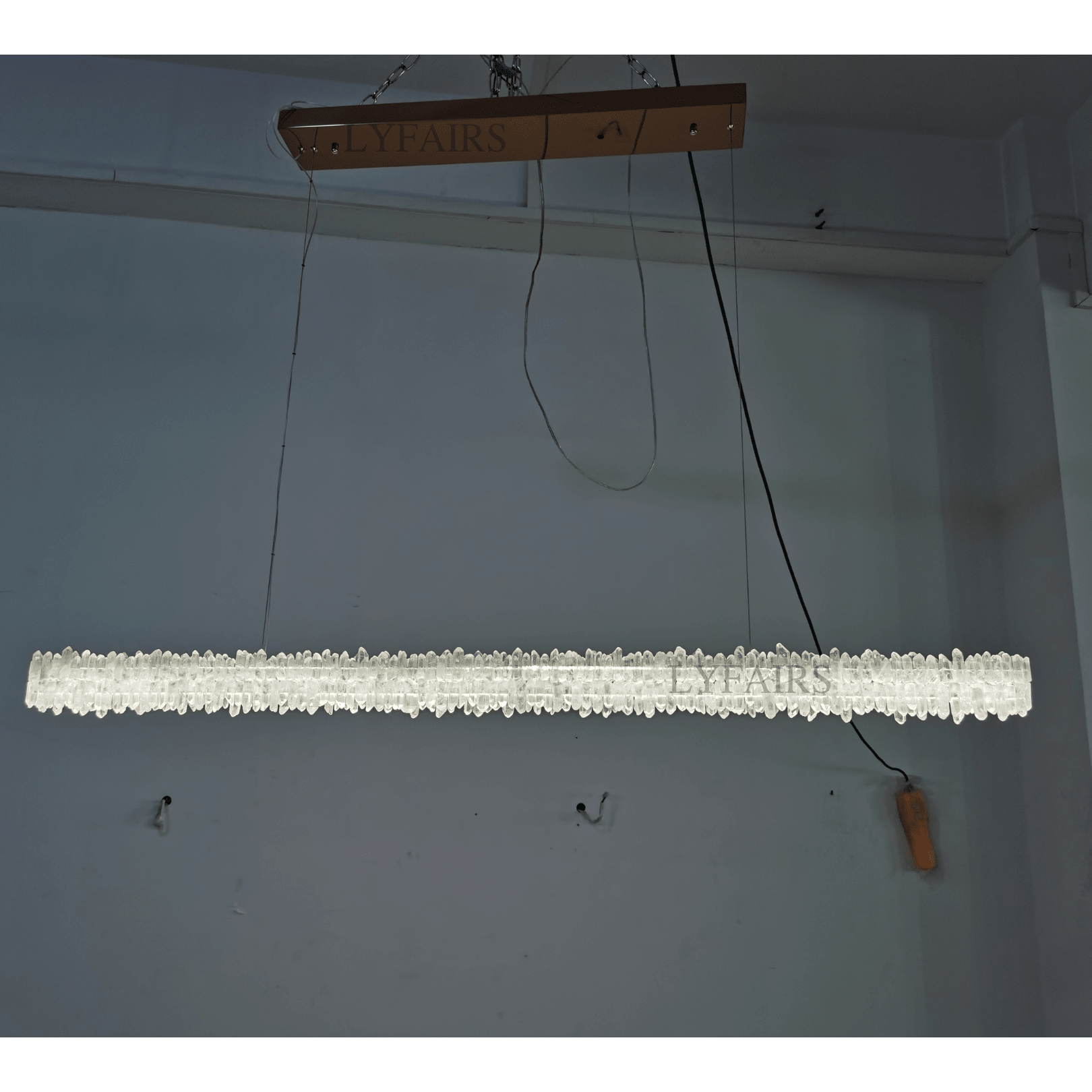 Modern Style Linear Natural Crystal Chandelier-Nobipets