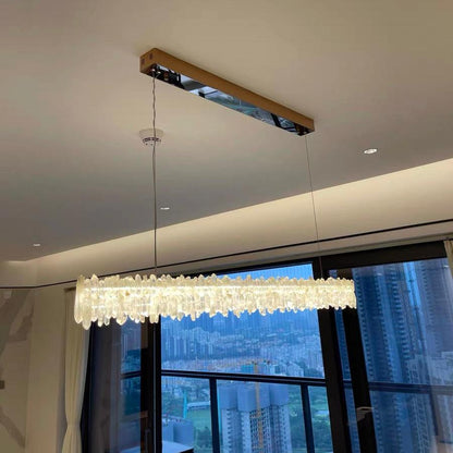 Modern Style Linear Natural Crystal Chandelier-Nobipets