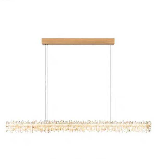 Modern Style Linear Natural Crystal Chandelier-Nobipets
