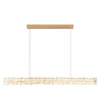 Modern Style Linear Natural Crystal Chandelier-Nobipets
