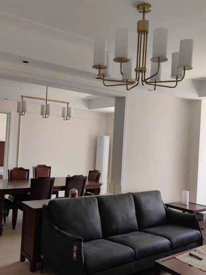 Modern Style Minimalism White Shades Chandelier/Wall Light in Brass-Nobipets