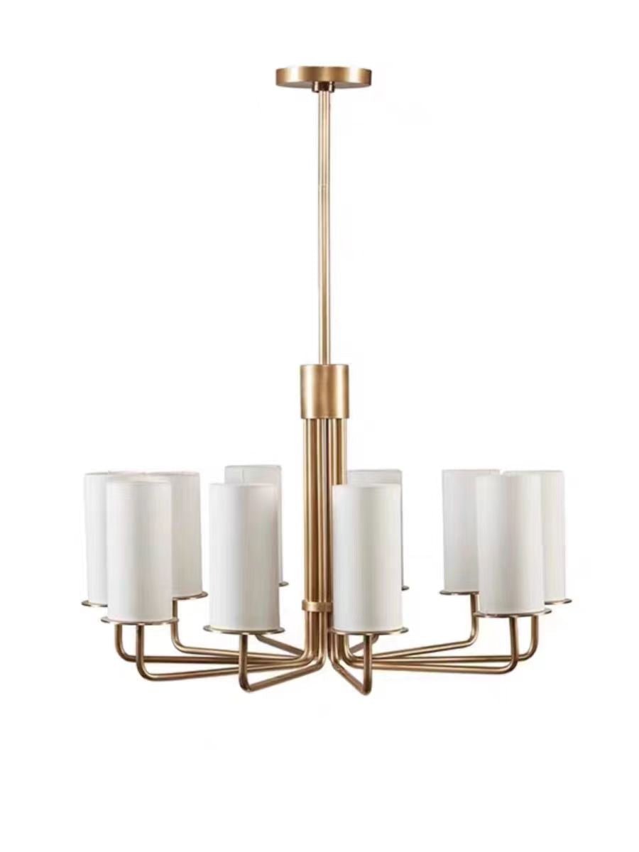 Modern Style Minimalism White Shades Chandelier/Wall Light in Brass-Nobipets